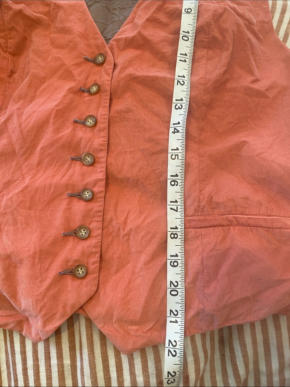 Sundance menswear style vest top Sleeveless thin corduroy salmon pink LARGE - Picture 4 of 7